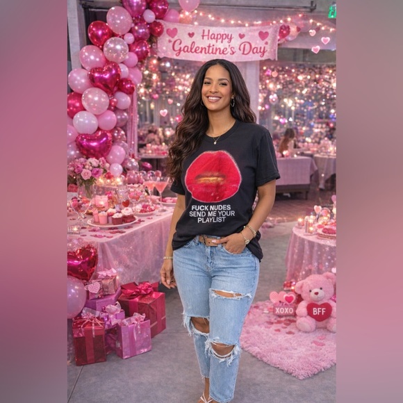 Cruel Pancake Tops - NWT CRUEL PANCAKE Graphic Tee with Red Lips Design